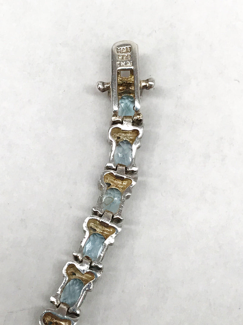 Light Blue Oval Topaz .925 Sterling Silver Bracelet - Hers and His Treasures
