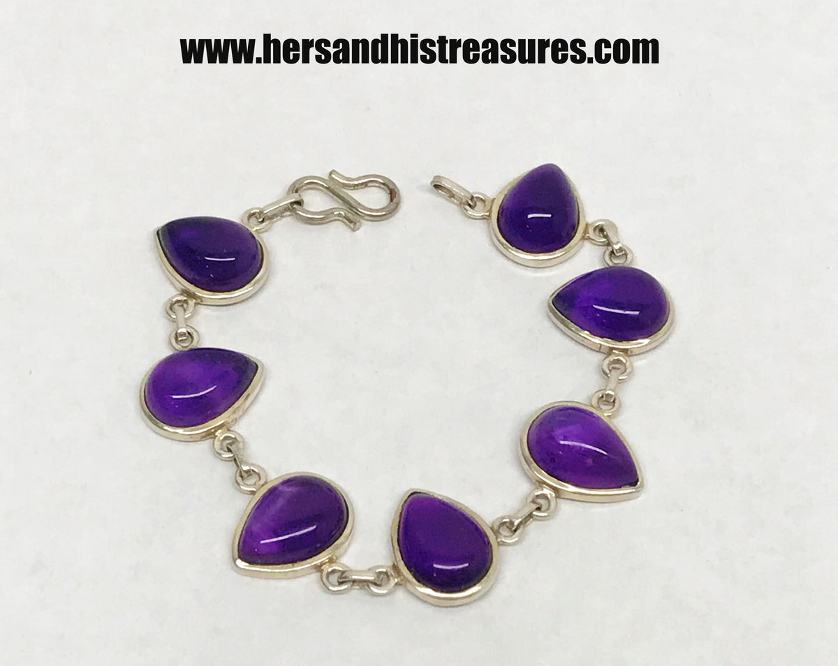 www.hersandhistreasures.com/products/amethyst-tear-drop-sterling-silver-link-bracelet