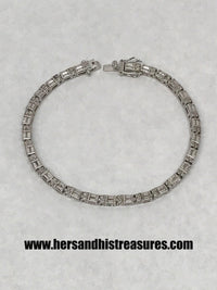 Sterling Silver Simulated Tennis Bracelet - Hers and His Treasures