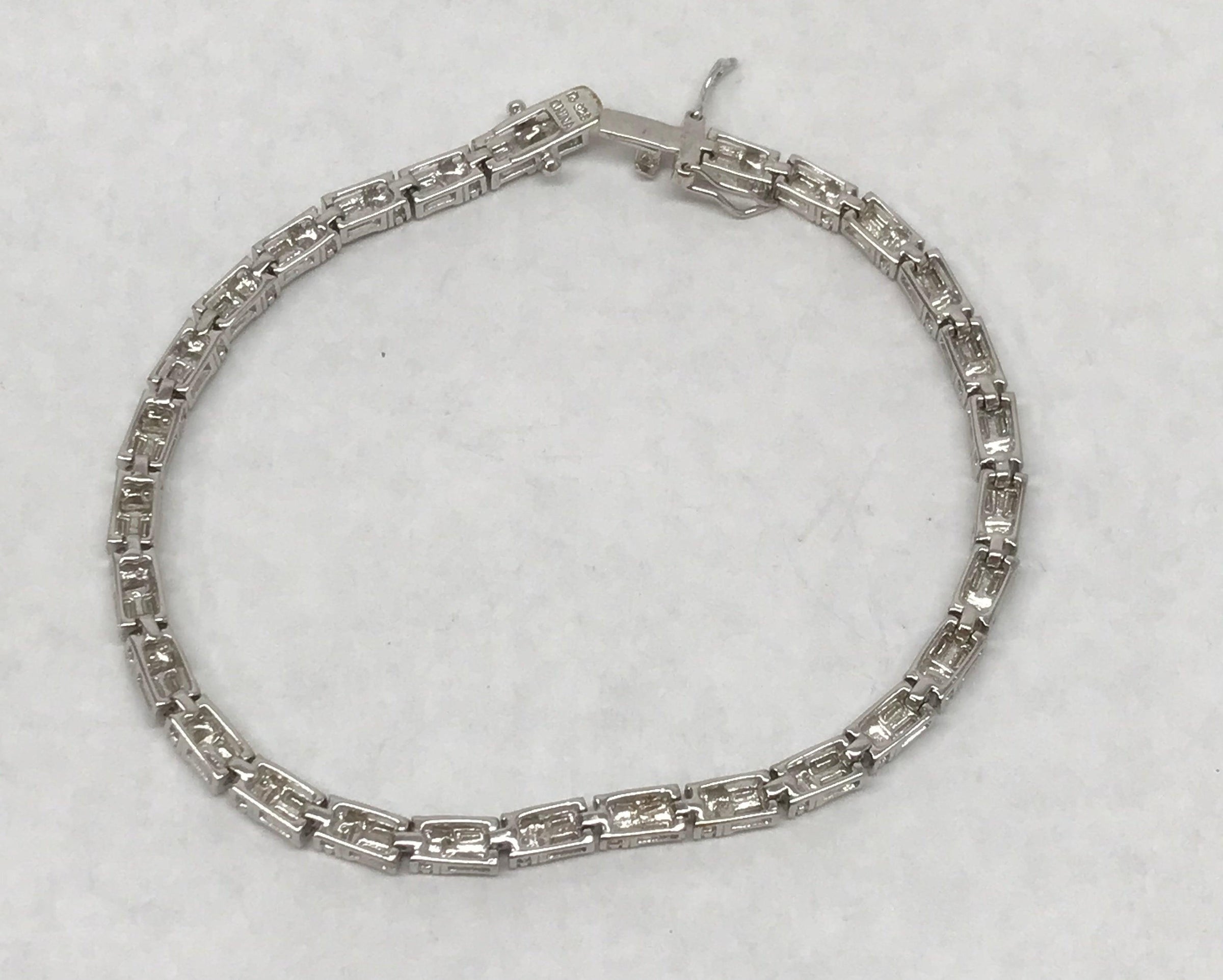 Sterling Silver Simulated Tennis Bracelet - Hers and His Treasures