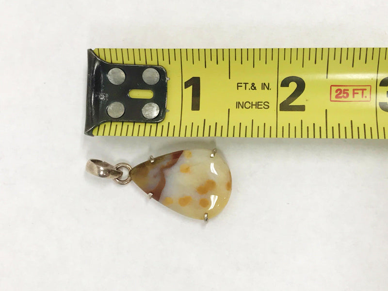 Yellow Brown Agate Tear Drop .925 Sterling Silver Pendant - Hers and His Treasures