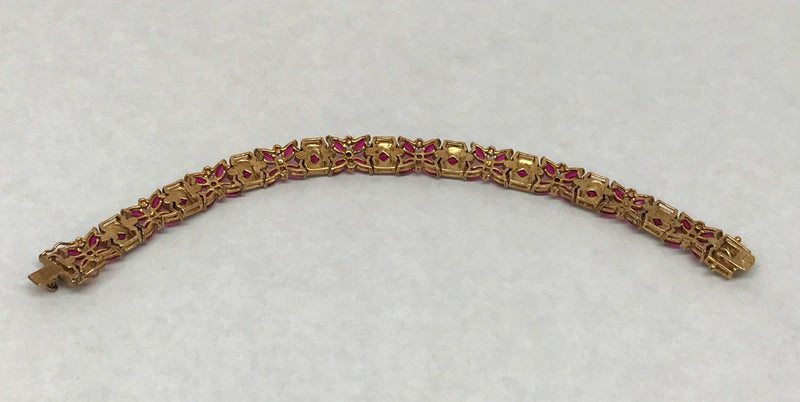 Pink Sapphire XO Gold Over Sterling Silver Bracelet - Hers and His Treasures