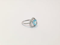 Unique Triangle Cut Blue CZ Sterling Silver .925 Ring - Hers and His Treasures