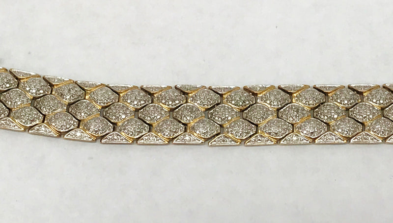 Gold Over Sterling Silver Diamond-Cut Wide Link Bracelet
