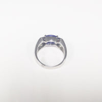 Simulated Opal CZ Tanzanite .925 Sterling Silver Ring - Hers and His Treasures