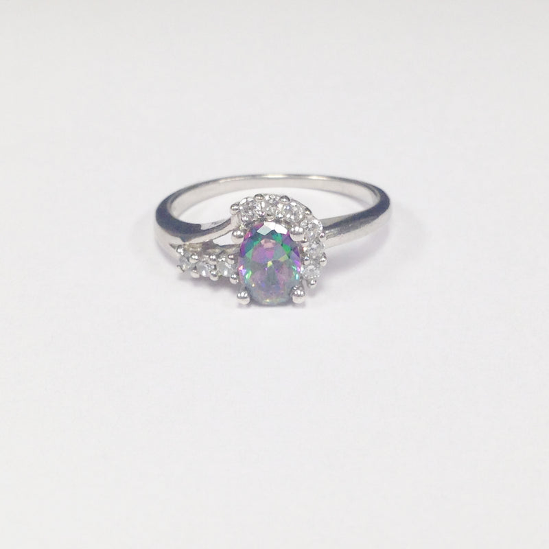 CZ Mystic Topaz .925 Sterling Silver Ring www.hersandhistreasures.com/collections/sterling-silver-jewelry