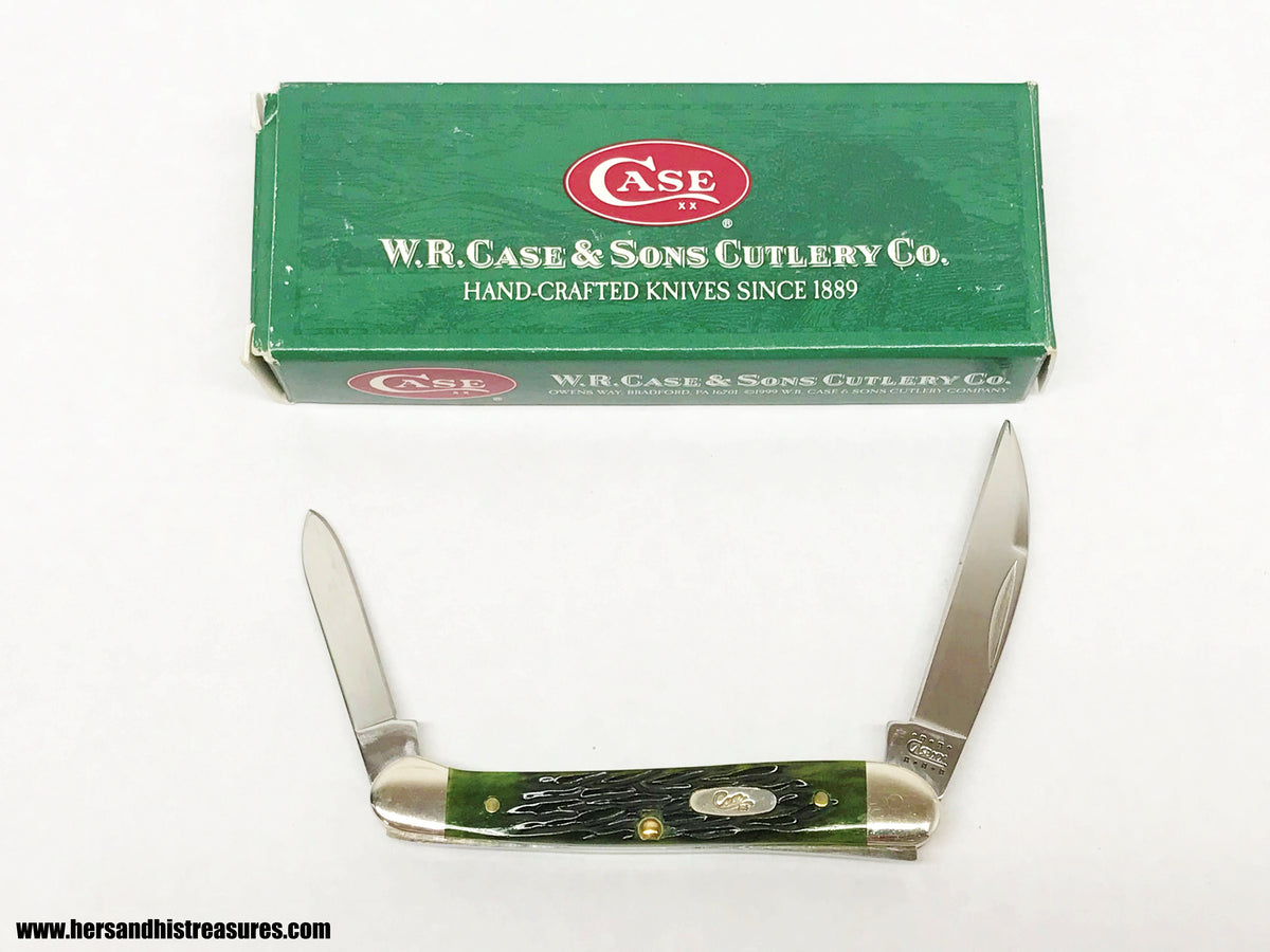 2000 Case XX 62109W Mini Copperhead Hunter Green Bone Pocket Knife - Hers and His Treasures
