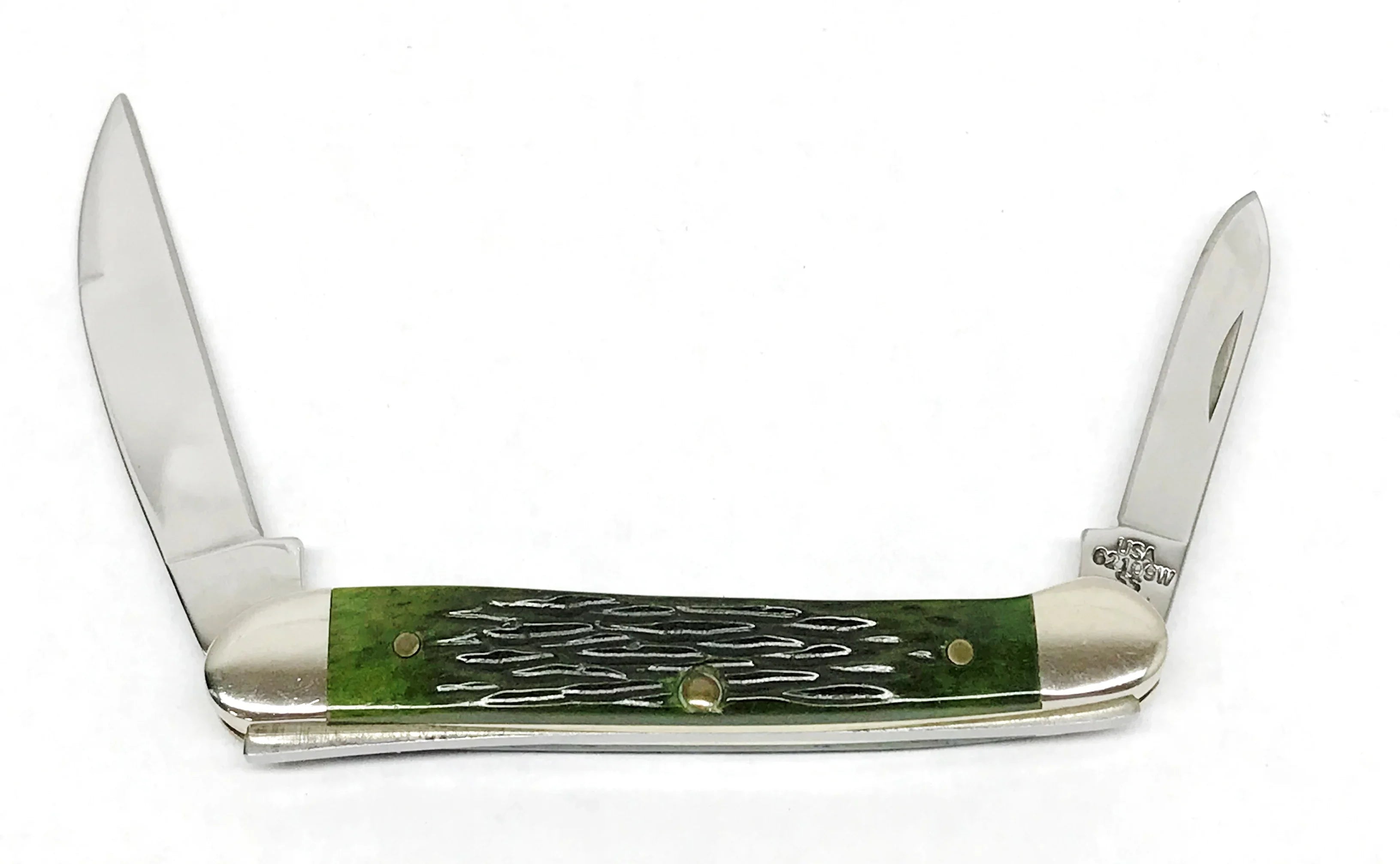 2000 Case XX 62109W Mini Copperhead Hunter Green Bone Pocket Knife
